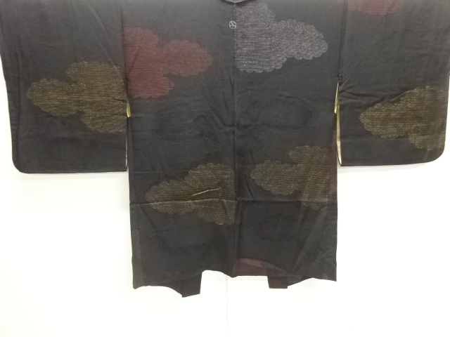 JAPANESE KIMONO / ANTIQUE TAISHO ROMAN / LACQUER / INTERWOVEN CLOUD PA